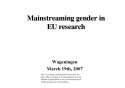 Mainstreaming Gender in EU Research